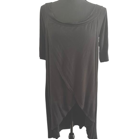 Annabelle Tops - Annabelle Cross Front Hi-Low Tunic 3/4 Sleeve - Large
